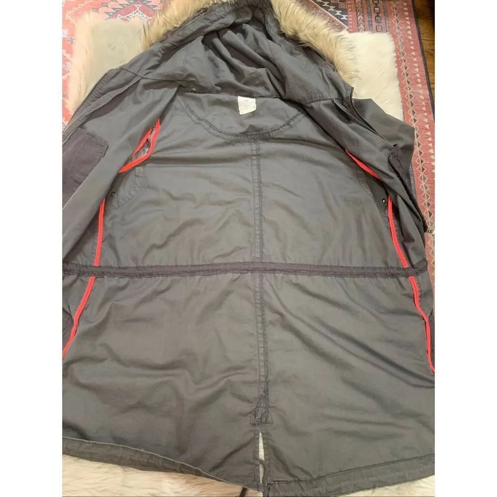 GAP Grey Fur Trim Parka Flint Grey XL